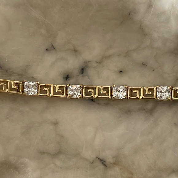 VTG Ross Simons sterling silver 925 CZ Greek key gold vermeil tennis bracelet - Picture 12 of 15